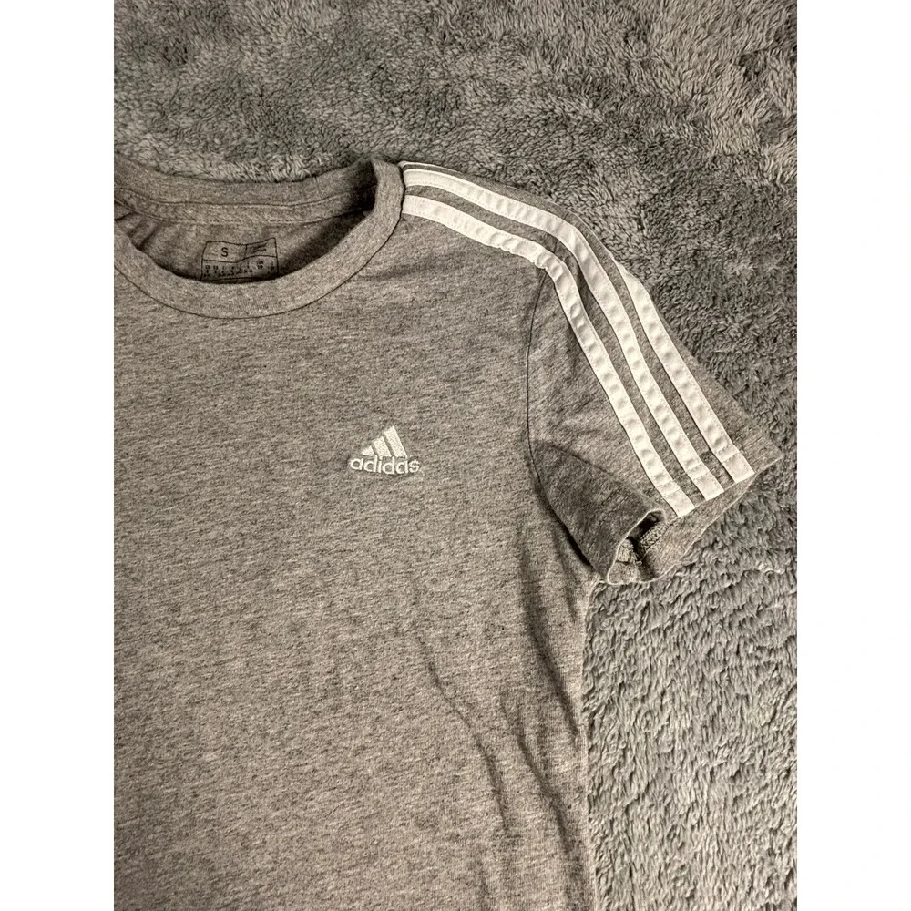 Adidas Essentials 3-Stripes Slim Fit T-Shirt Grey White GL0785 Mens Small